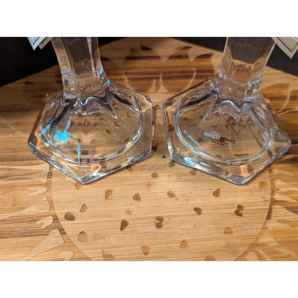 Studio Silversmiths Crystal Candlesticks ~ Candle Holders ~ 10" tall - Picture 10 of 14